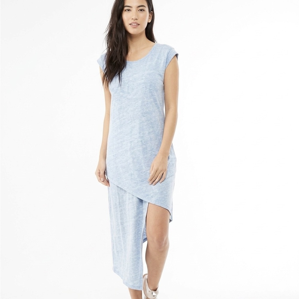 Alternative Apparel Blue Heather Ash Linen Asymmetrical Layered Tunic Dress S